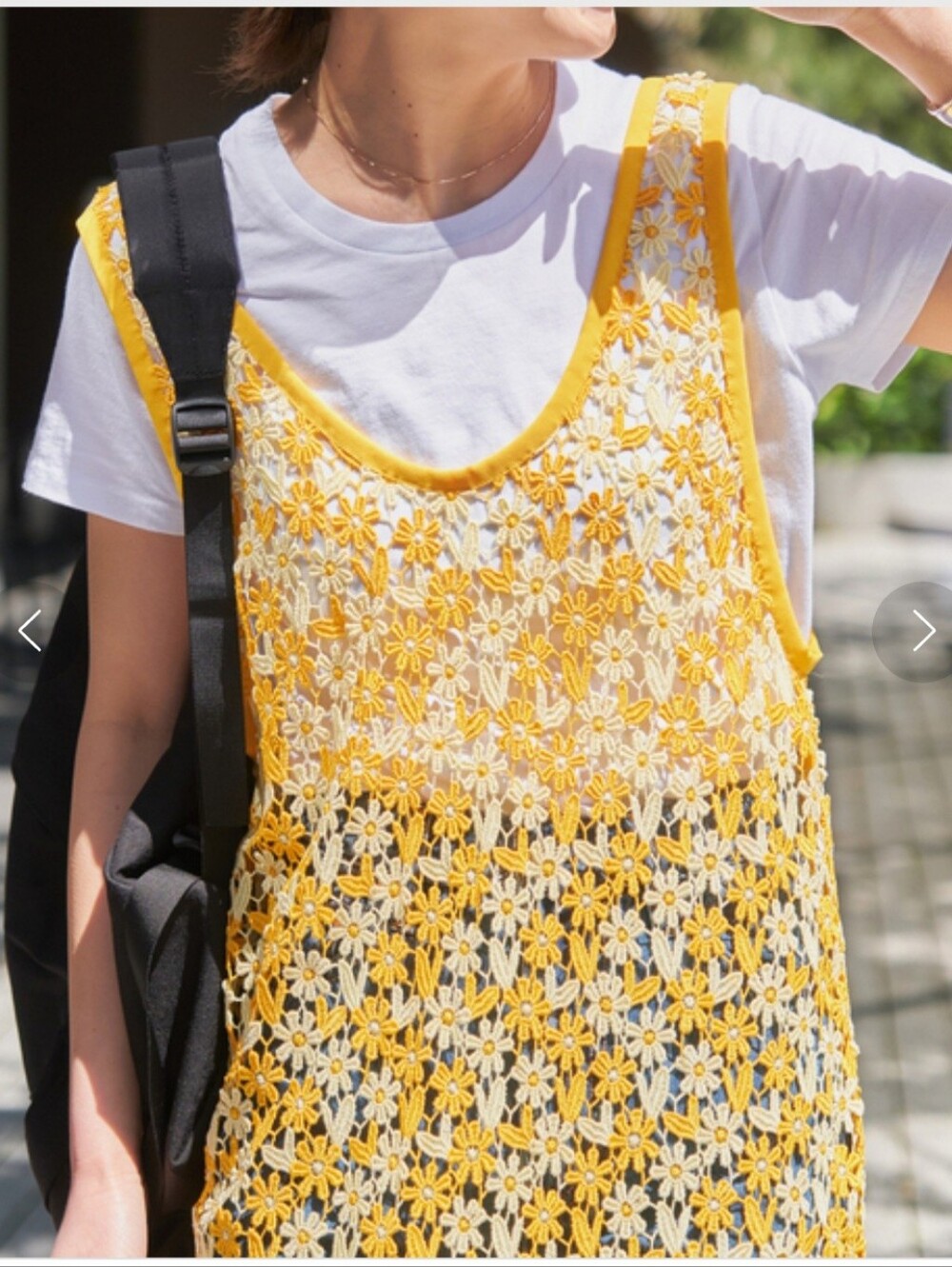 Yellow Floral Lace Sleeveless Dress